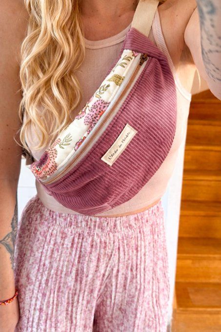 Sacs banane adulte Floral sur fond bleu gris - Copie