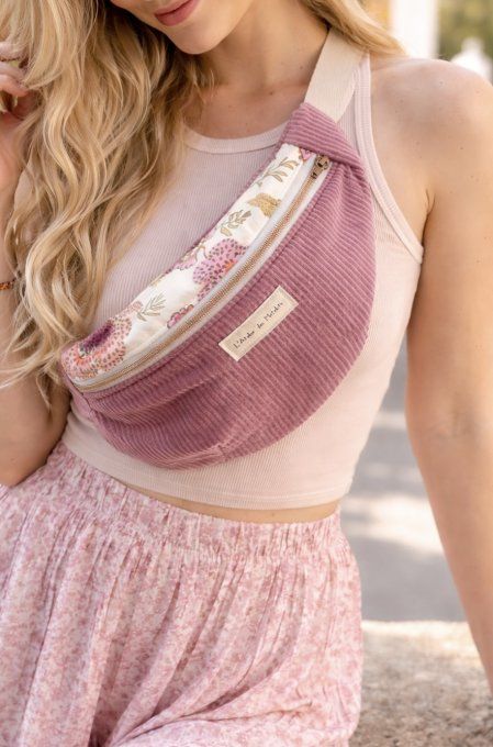 Sacs banane adulte Floral sur fond bleu gris - Copie